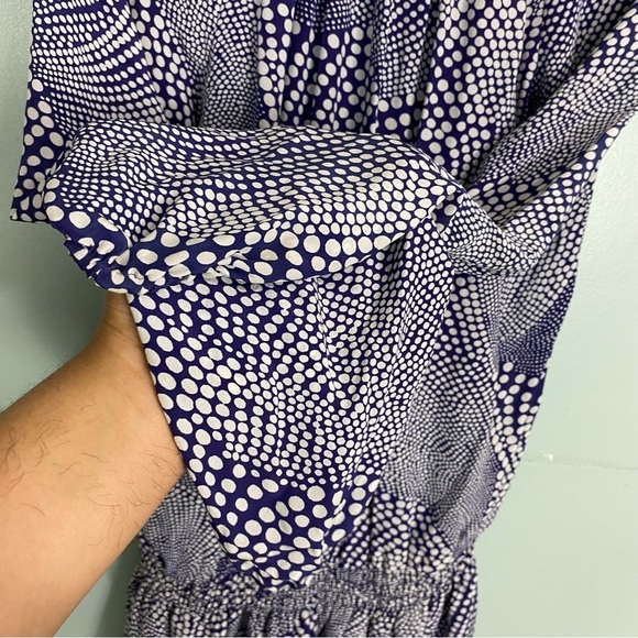 Ramy Brook Polkadot Silk White Indigo‎ Mini Long Sleeve Sz M - Picture 7 of 7